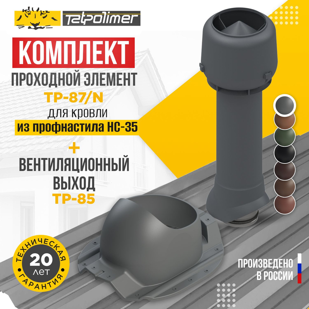 Комплект вентиляционный выход TP-85.125/160/700 +проходной элемент 87/N (серый)  #1