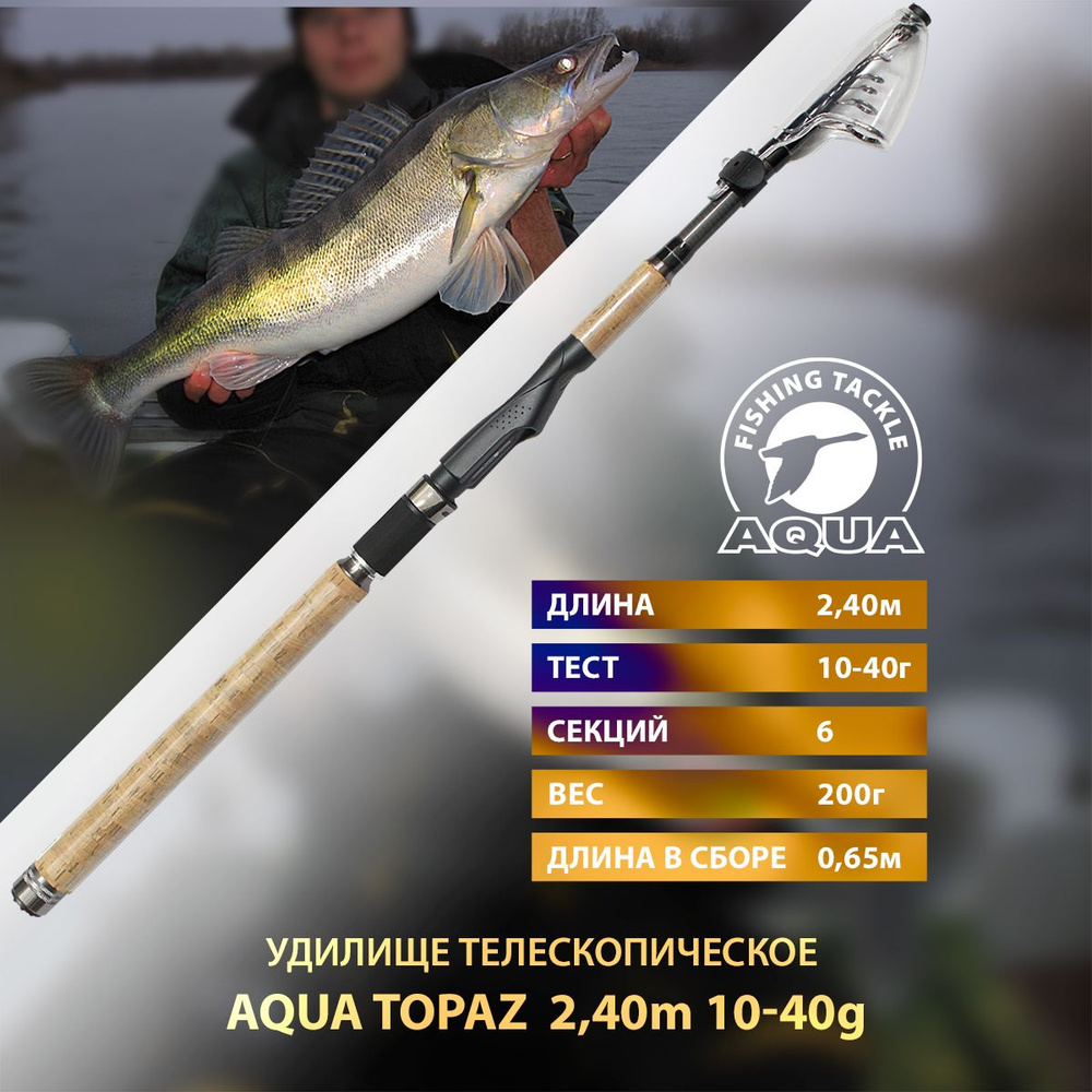 Удилище телескопическое AQUA Topaz 2.4m 10-40g #1