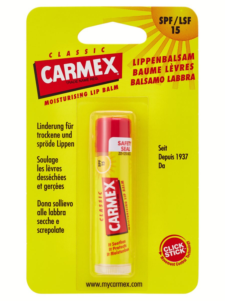 CARMEX Бальзам для губ классический c SPF 15 в стике, 4.25 г #1