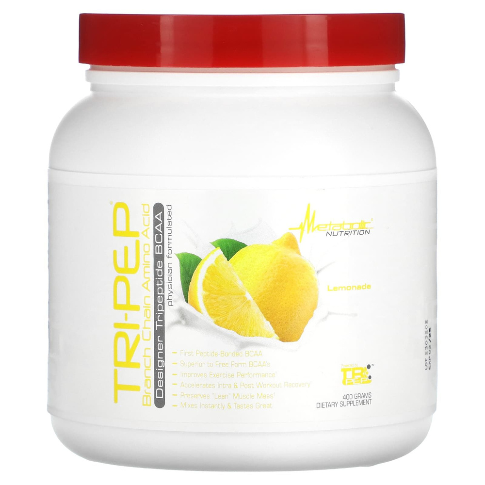 Metabolic Nutrition, Tri-Pep, аминокислота с разветвленной цепью, лимонад, 400 г (14,1 унции) #1