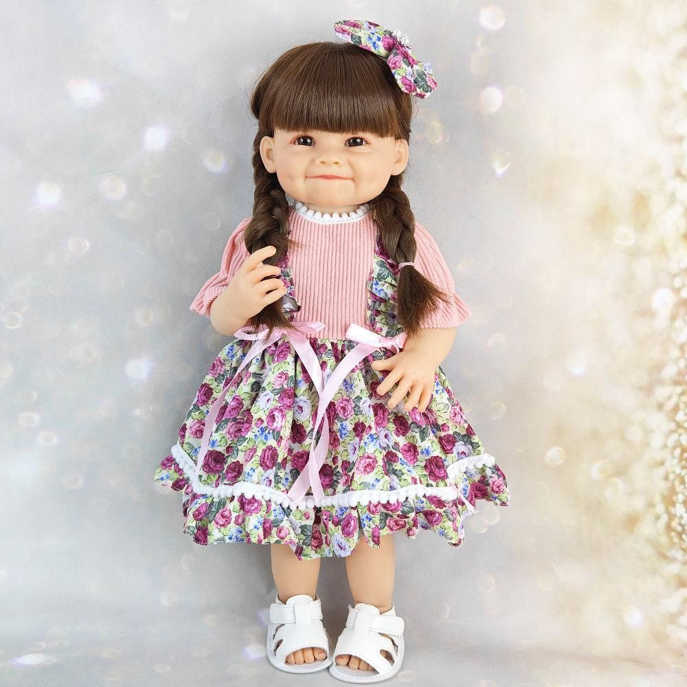 Кукла реборн NPK Doll виниловая в белом нарядном платье платье. . Кукла младенец с ямочками на щечках #1