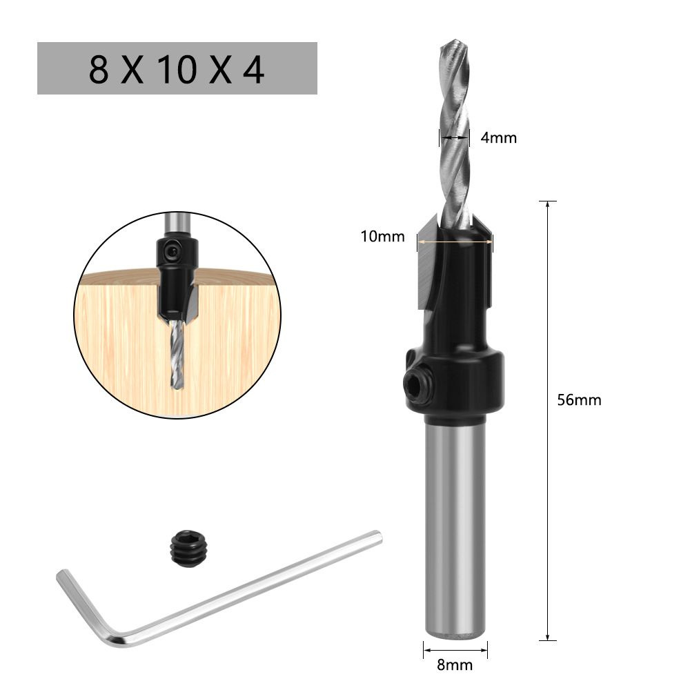 Набор зенковочных сверл по дереву 8 x 10 x 4 мм #1