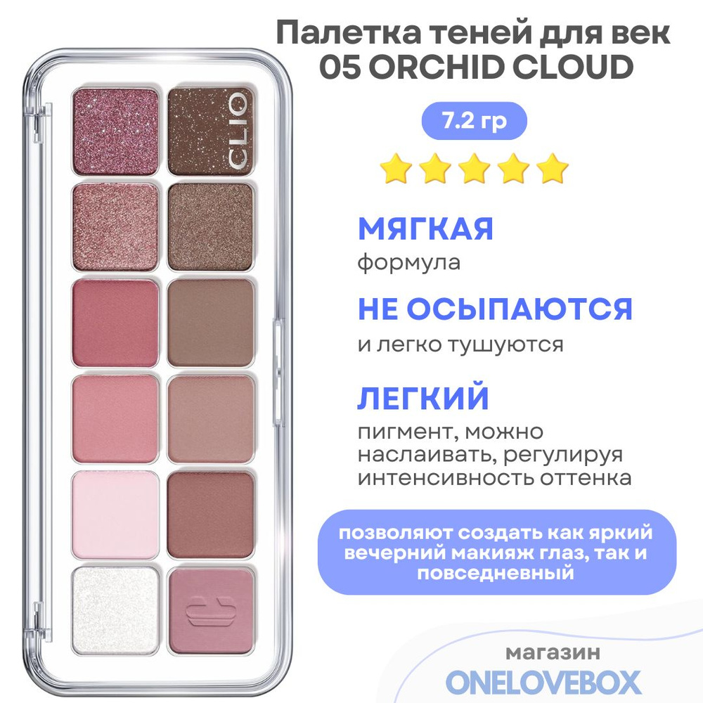 CLIO PRO EYE PALETTE AIR 05 ORCHID CLOUD - Палетка теней для век #1