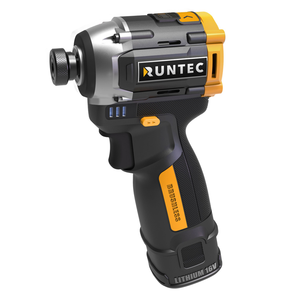 Винтоверт ударный аккумуляторный RUNTEC PRO 1/4", 16В, 2*2Ач, 150Нм ...