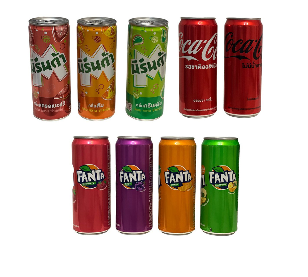Набор газированных напитков Fanta, Mirinda, Coca-Cola, Таиланд, (9 ...