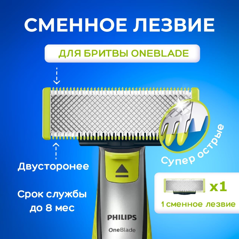 Сменные лезвия для OneBlade QP230/50 и One Blade Pro, Насадки для  триммера.1 шт