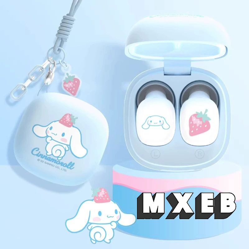 SANRIO Наушники беспроводные с микрофоном, USB Type-C, прозрачный, голубой  #1