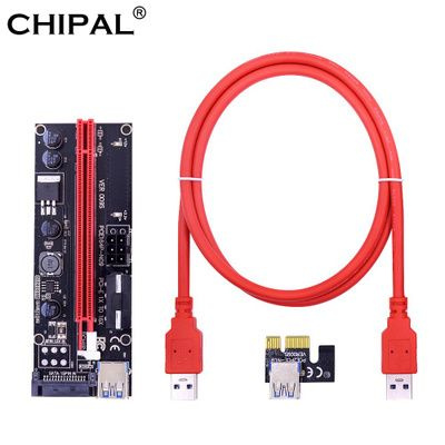 PCI-E райзер для видеокарты CHIPAL VER009S Riser PCIE удлинитель плата PCI Express X1 - X16 с LED-индикаторами #1