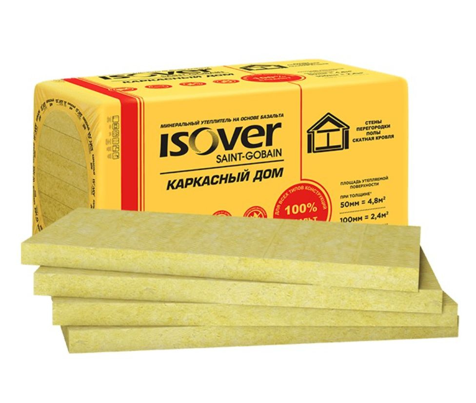 Утеплитель Isover Каркасный дом 50х600х1000мм 8шт 4,80м2 0,240м3 купить ...