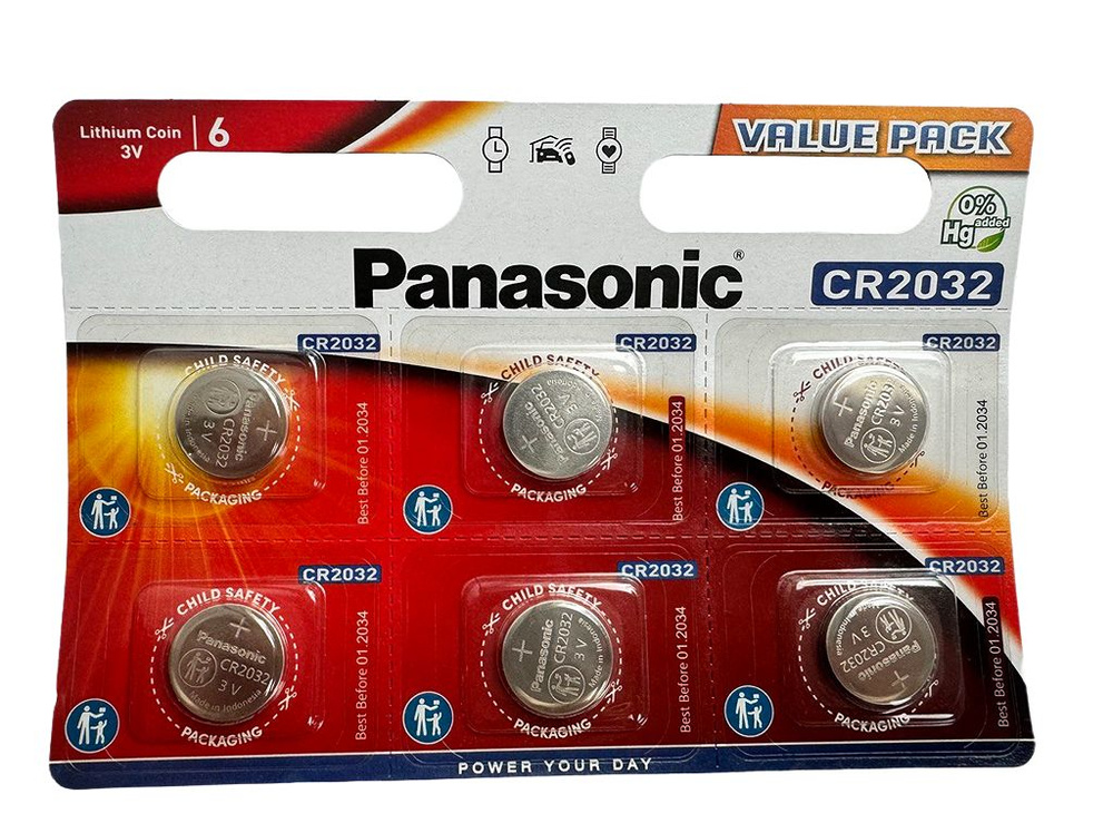 Батарейки Panasonic CR2032 Lithium 3V 6шт купить на OZON по низкой цене ...