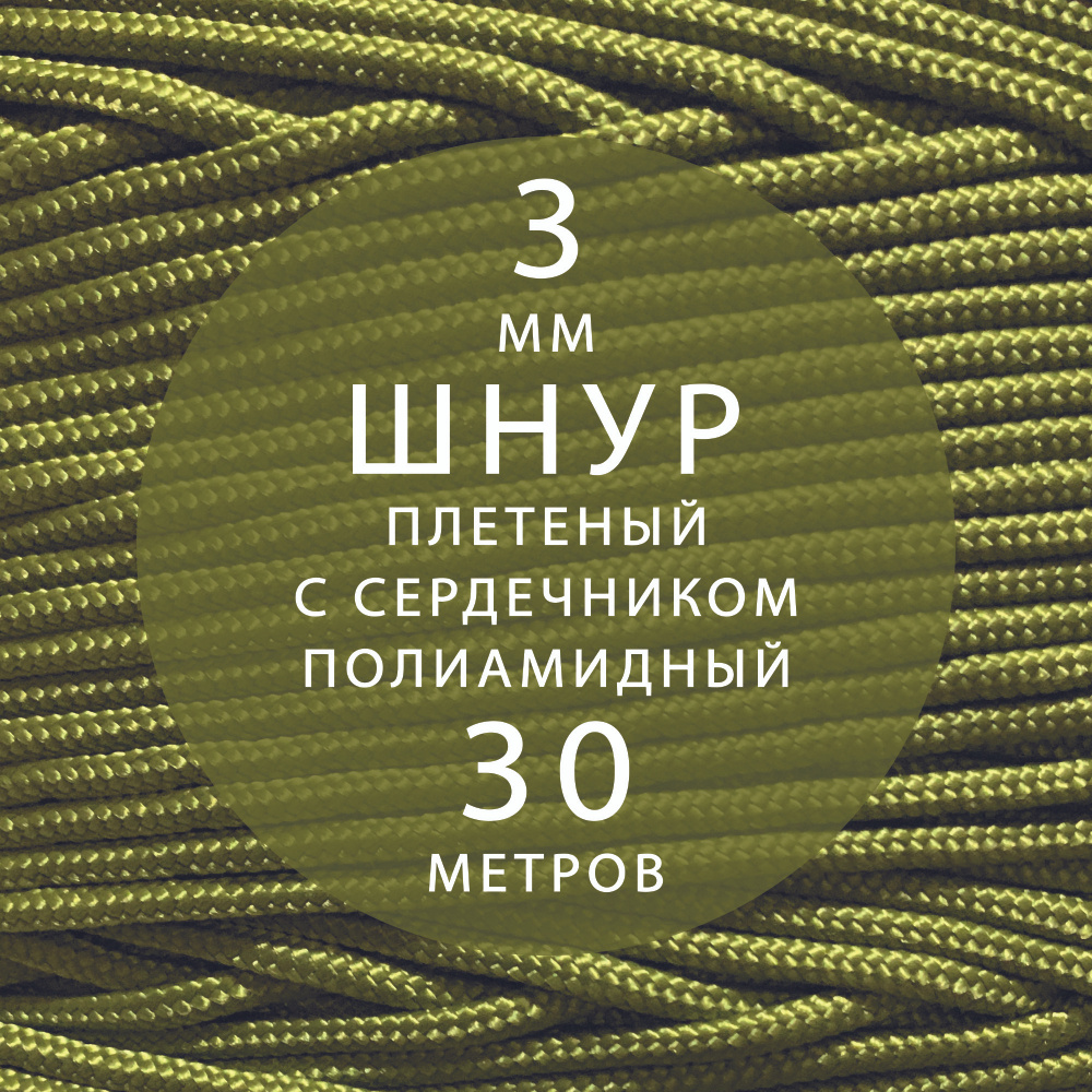 Высокопрочный плетеный шнур с сердечником капроновый полиамидный 3 мм - 30 м  #1