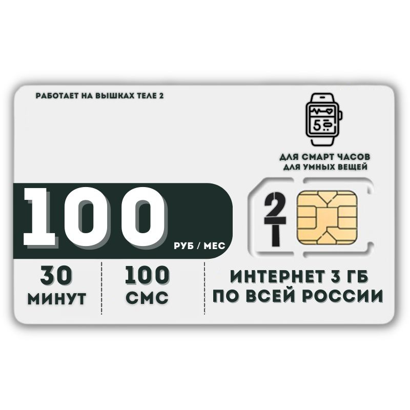 SIM-карта Сим карта Интернет для смарт часов и других устройств 100 руб в месяц 30 минут 100 смс 3 ГБ #1