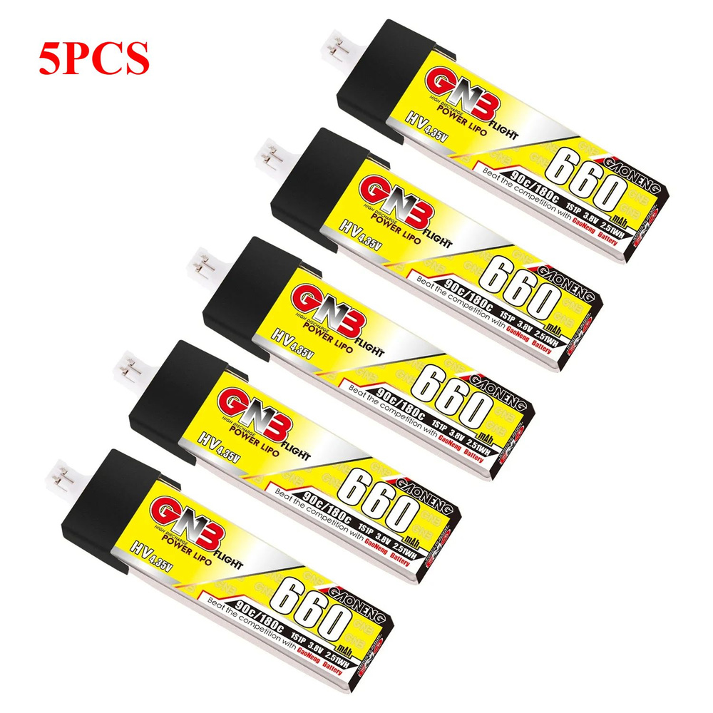 5шт Gaoneng GNB 660mAh 3.8V 1S 90C / 180C HV 4.35V легкий вес Lipo батареи PH2,0 Штекер для Emax Tinyhawk #1