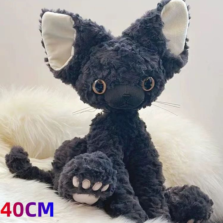 Мягкая игрушка Девонская кудрявая кошка,Плюшевые игрушки 40cm,Черный  #1