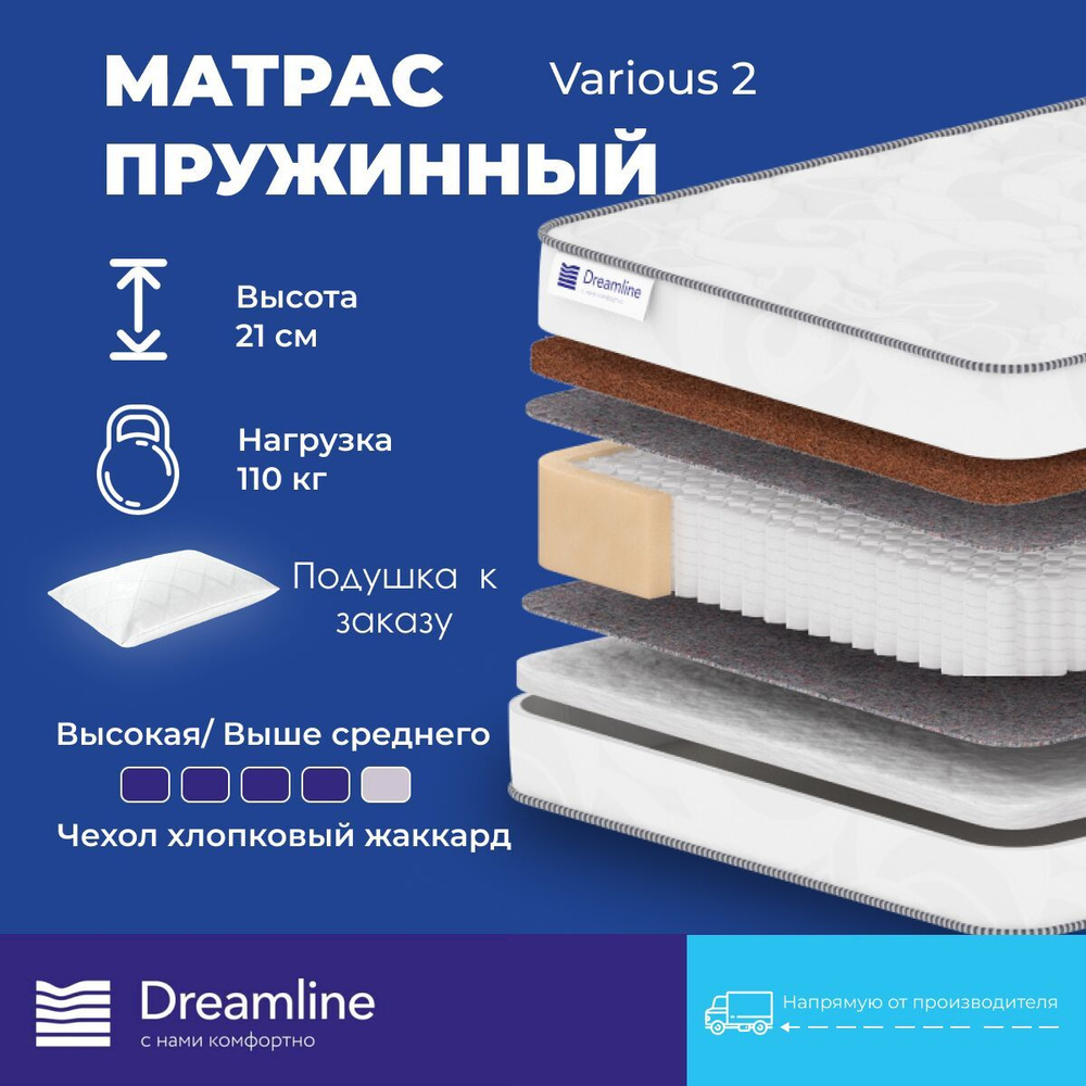 DreamLine Матрас Various 2, Независимые пружины, 200х210 см #1