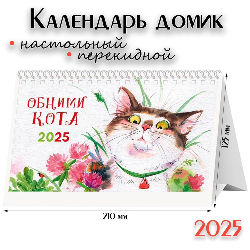 Календарь 2025 настольный перекидной домик - "Обними кота"  #1