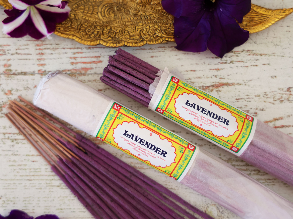 ДВЕ * LAVANDER ( ЛАВАНДА ) Пушкарские храмовые пыльцовые благовония PUSHKAR TEMPLE INCENSE (50гр.)  #1