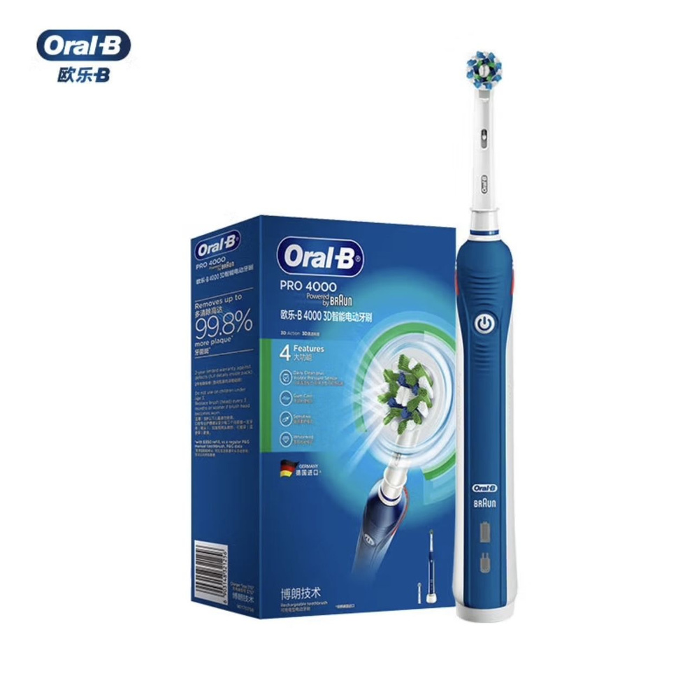 Oral-B Электрическая зубная щетка Pro4000, черный, темно-синий  #1