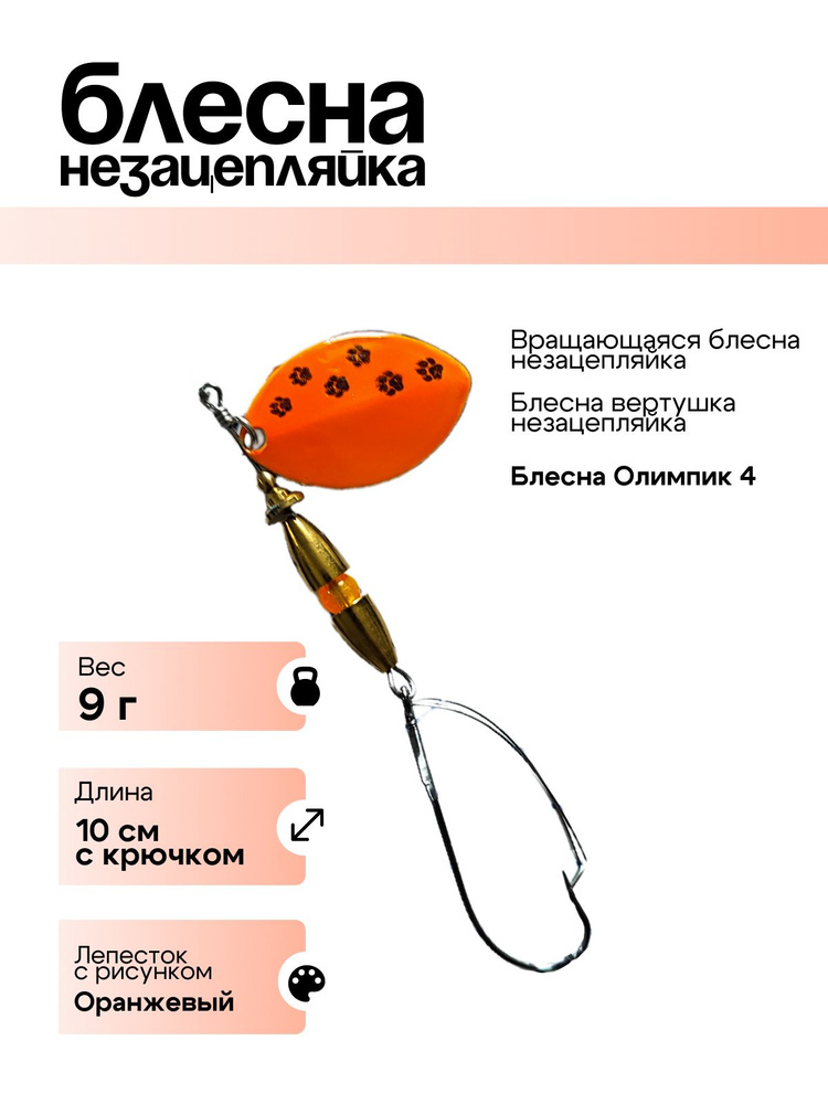 Блесна вращающаяся Profilux блесна вертушка незацепляйка 9г оранжевый с рисунком  #1