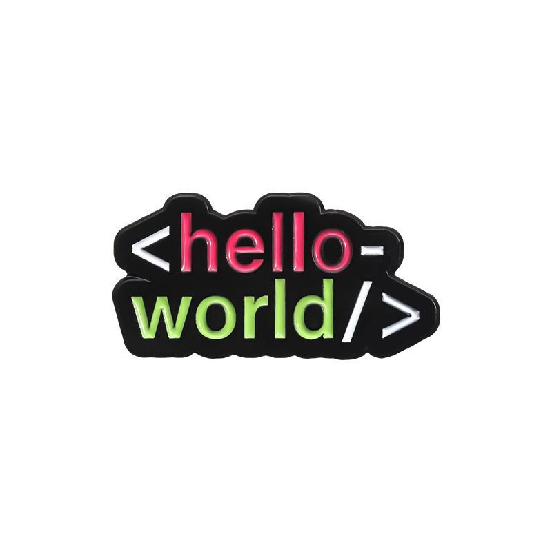 Значок для программиста, металлический на сумку, рюкзак hello-world/  #1