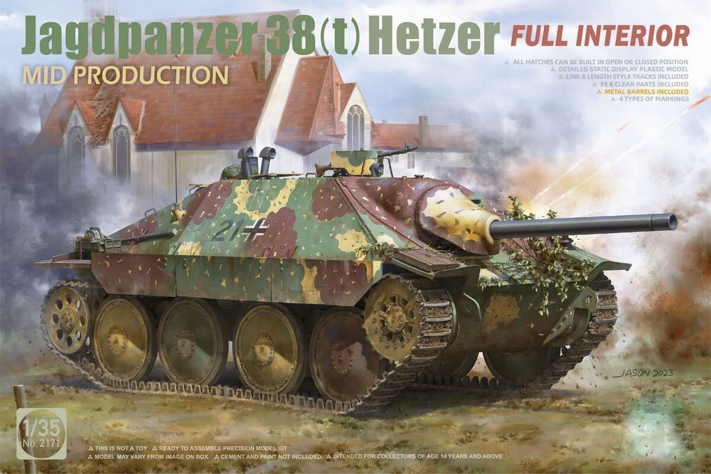 ТА2171 Немецкая САУ Jagdpanzer 38(t) Hetzer MID PRODUCTION w/FULL INTERIOR (1/35) #1