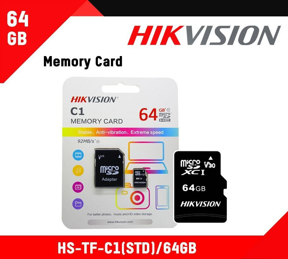 Карта памяти microSDXC 64Gb Hikvision Class 10 UHS-I U1 + ADP (92/30 Mb/s) #1