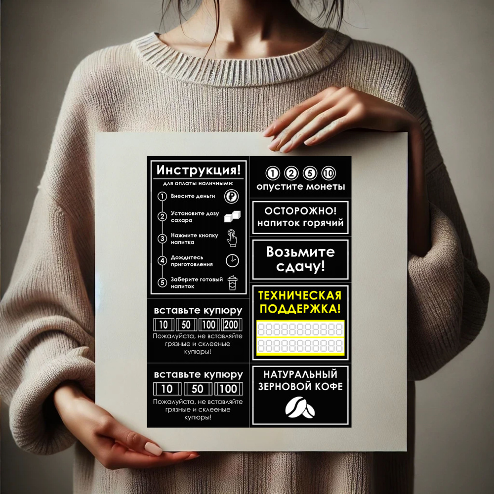 Инструкция-наклейка для кофейных автоматов #1