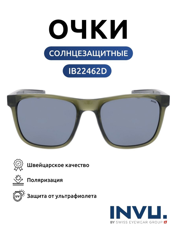 Классические мужские очки солнцезащитные INVU IB22462D Polarized с прорезиненными заушниками и носоупорами #1