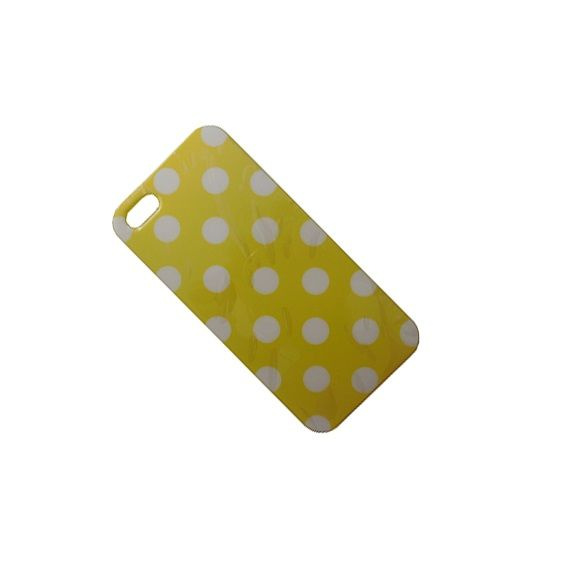 Чехол для iPhone 5/5s силиконовый "Горошек" <желто-белый> #1