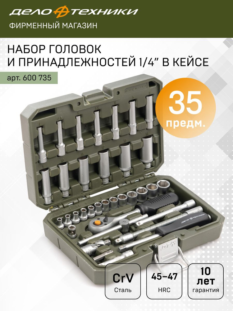 Набор инструментов для автомобиля и дома в чемодане профессиональный, 35 предметов, Дело Техники, 600735 #1