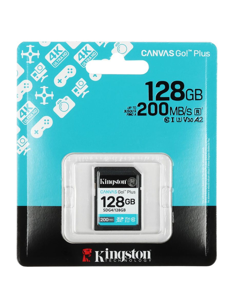 Kingston Canvas Go! Plus 128 ГБ Карта памяти SDXC (SDG4/128GB), без адаптера #1