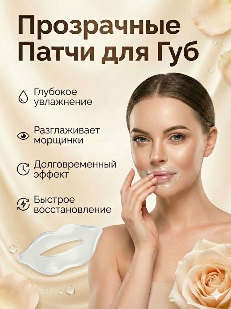 Гидрогелевые патчи для губ / Увлажняющая маска для губ с коллагеном / От трещин и сухости #1