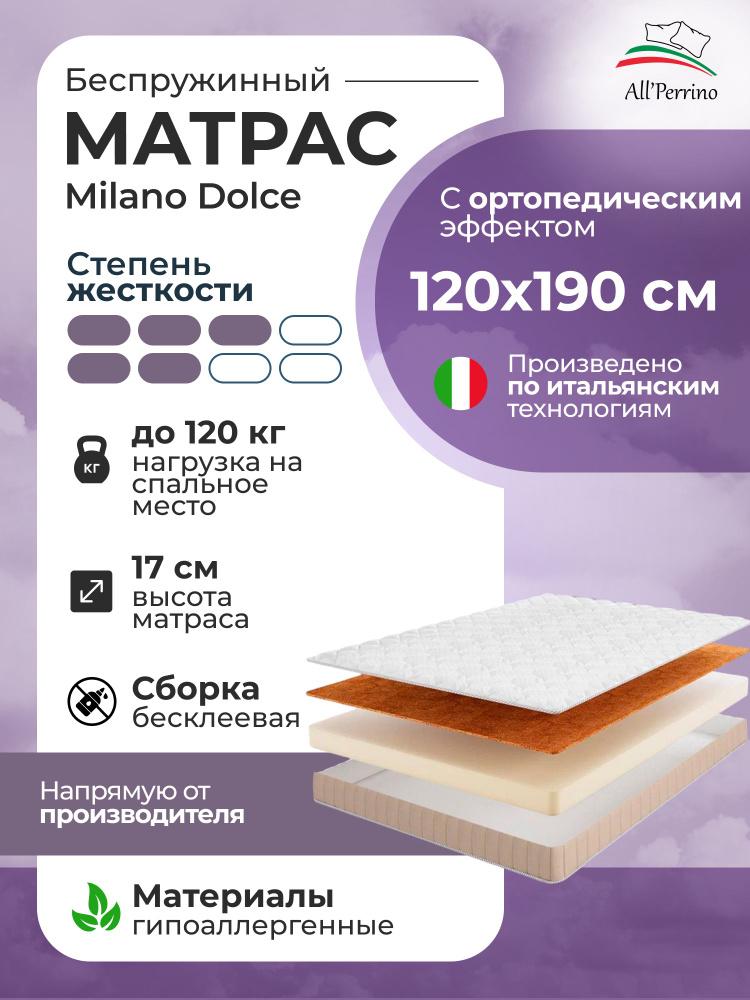 Матрас All'Perrino Milano Forza беспружинный 14 120х190 #1
