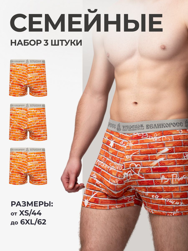 Комплект трусов шорты Великоросс Набор семейных, 3 шт #1
