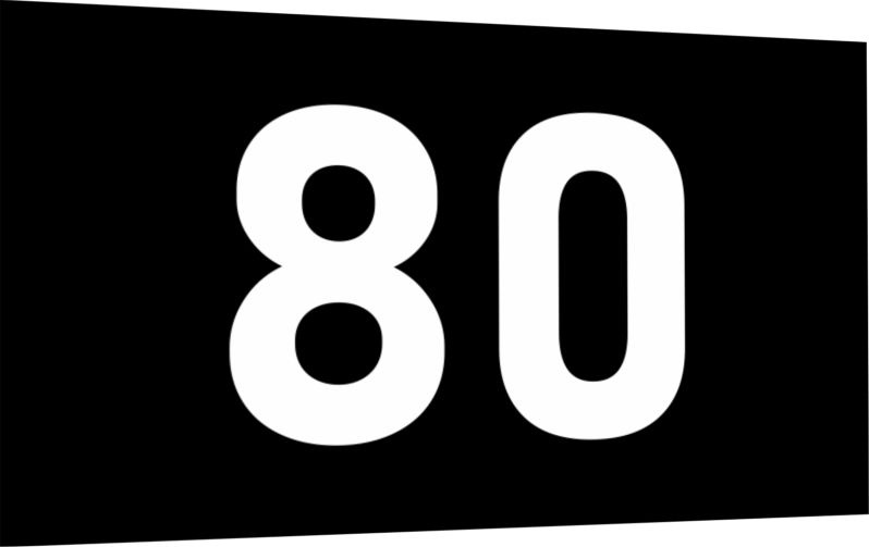 Табличка-номер 80 цвет бело-черный, размер 12х7 см, ПолиЦентр