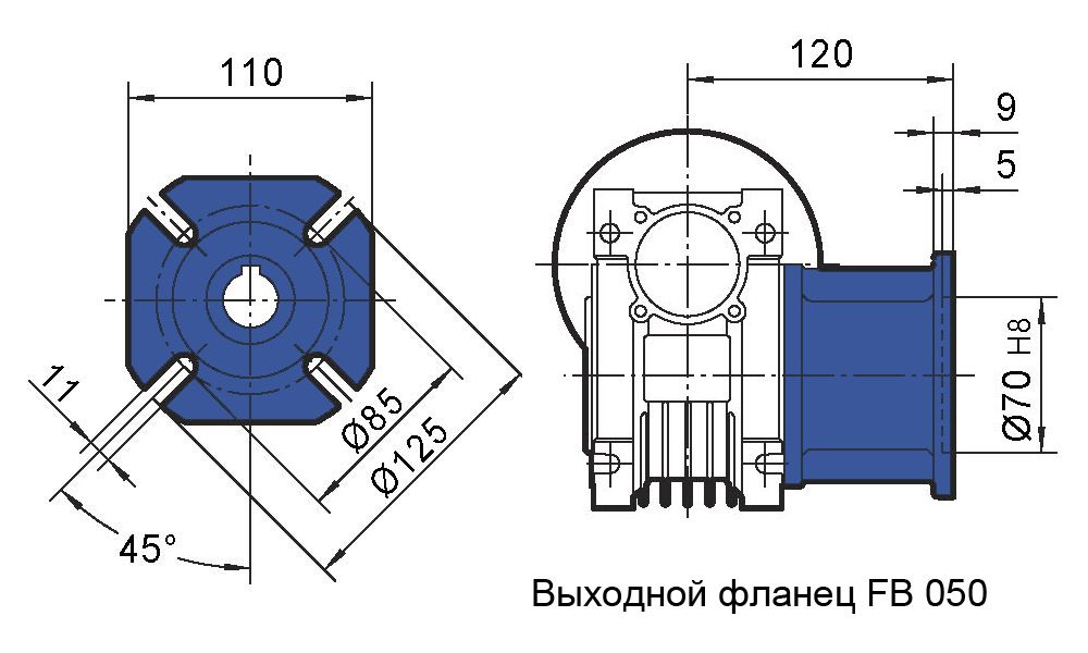 Фланец выходной FB редуктора NMRV 050