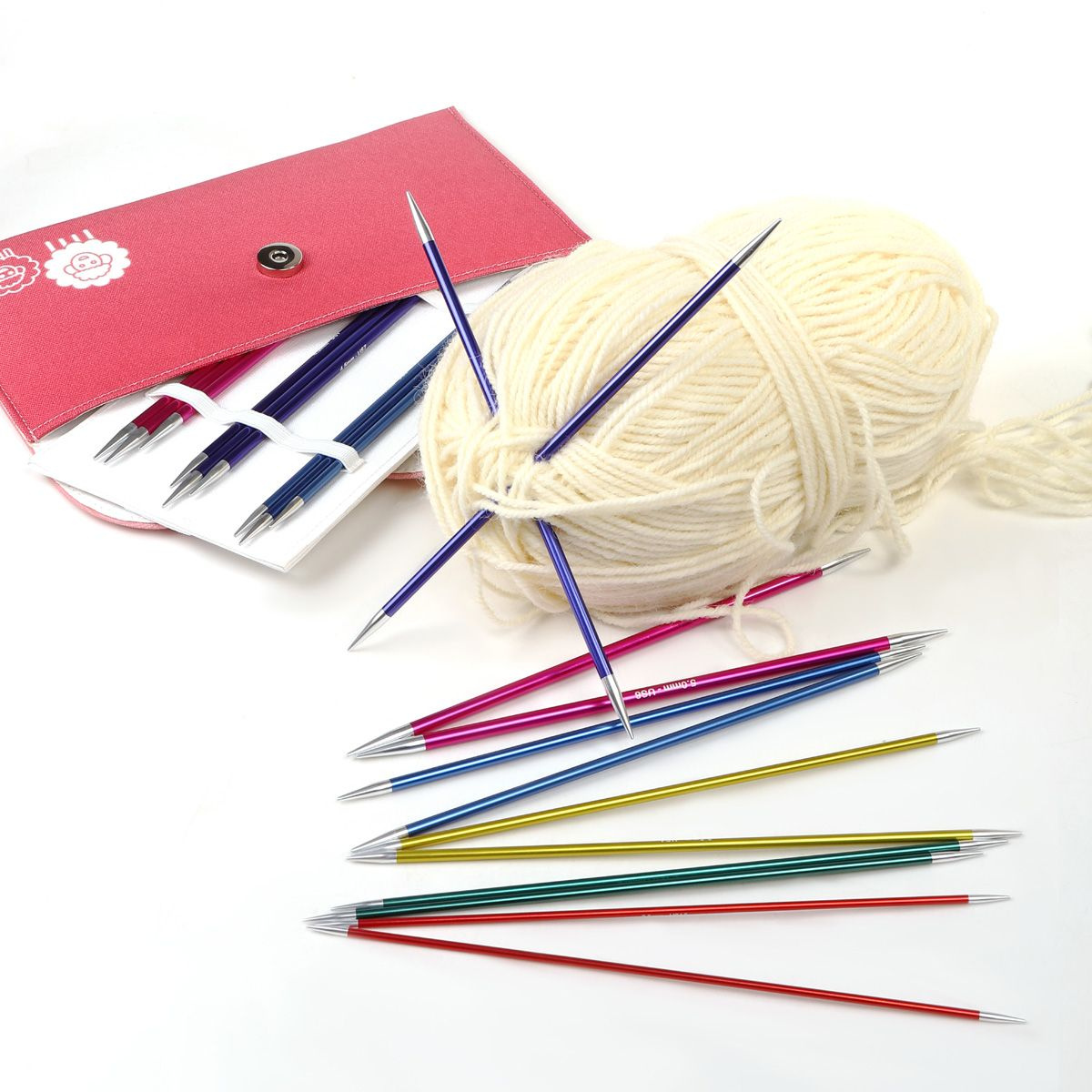 Набор спиц для вязания чулочные 20 см KnitPro 6 видов спиц Zing в чехле ...