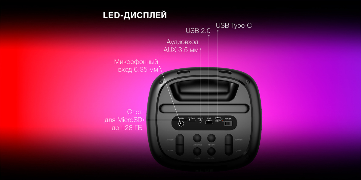 Колонка блютуз Hyundai H-MC1231 40Вт портативная беспроводная Bluetooth ...