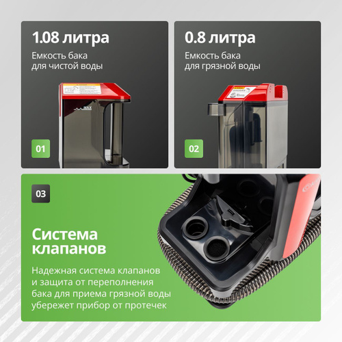 KIWI Моющий пылесос KCC-4322RB для химчистки ковров, мягкой мебели