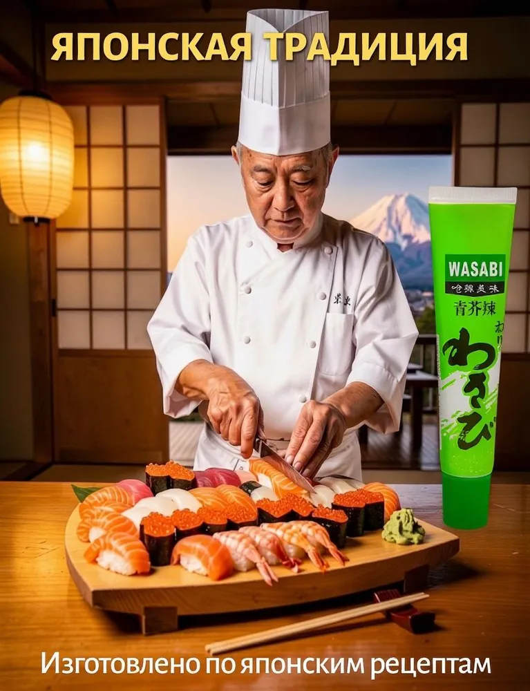 Готовая паста Васаби в тюбике для суши, роллов и риса Wasabi 2шт, 43гр, 2 шт, 43 г, фото 5