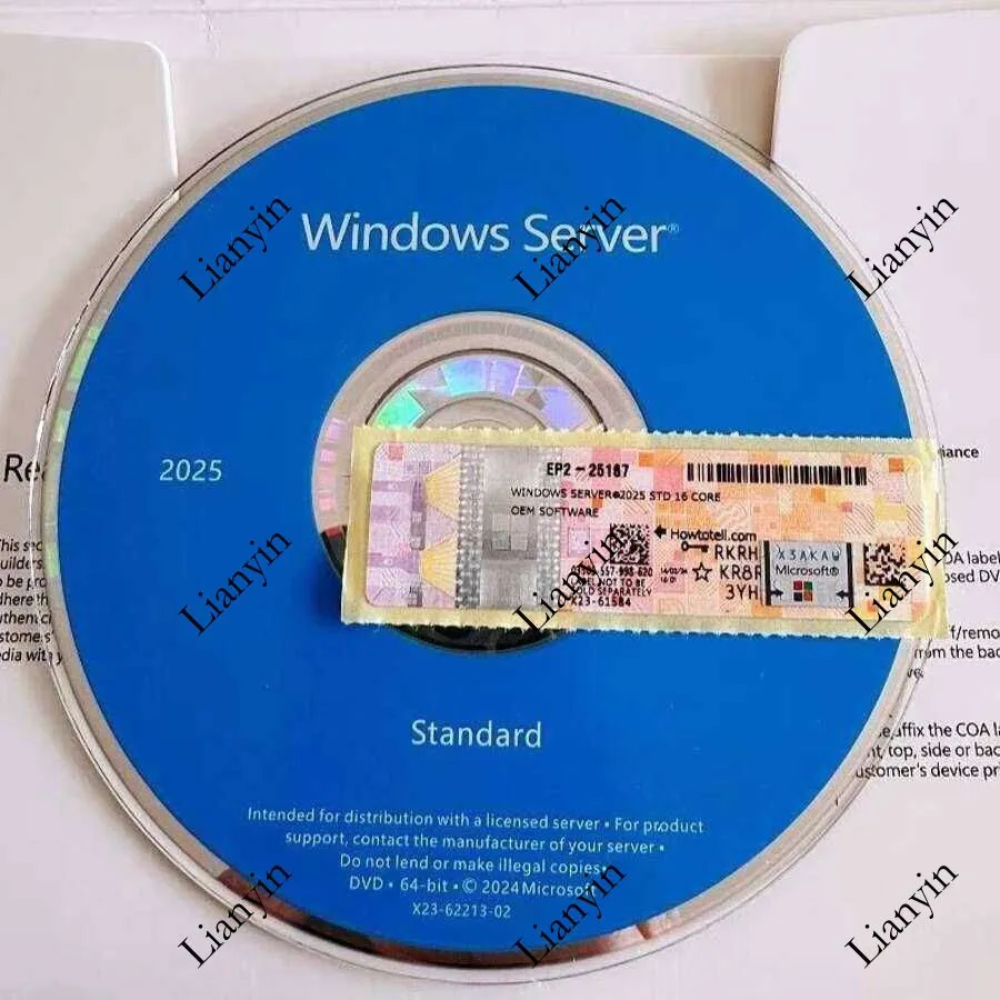Windows Server 2025 Standard Edition 64-битный DVD-пакет OEM, глобальная версия, онлайн-активация, пожизненный лицензионный ключ, вариант