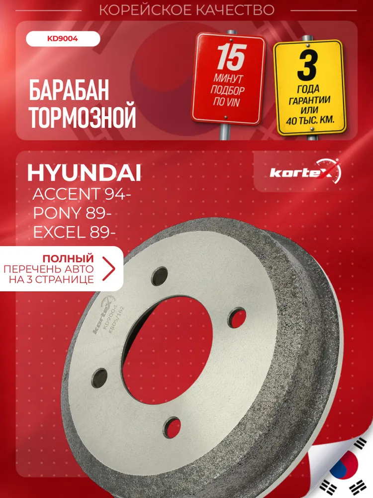 Барабан тормозной для Хендай Акцент Hyundai Accent 1996-2000, вариант