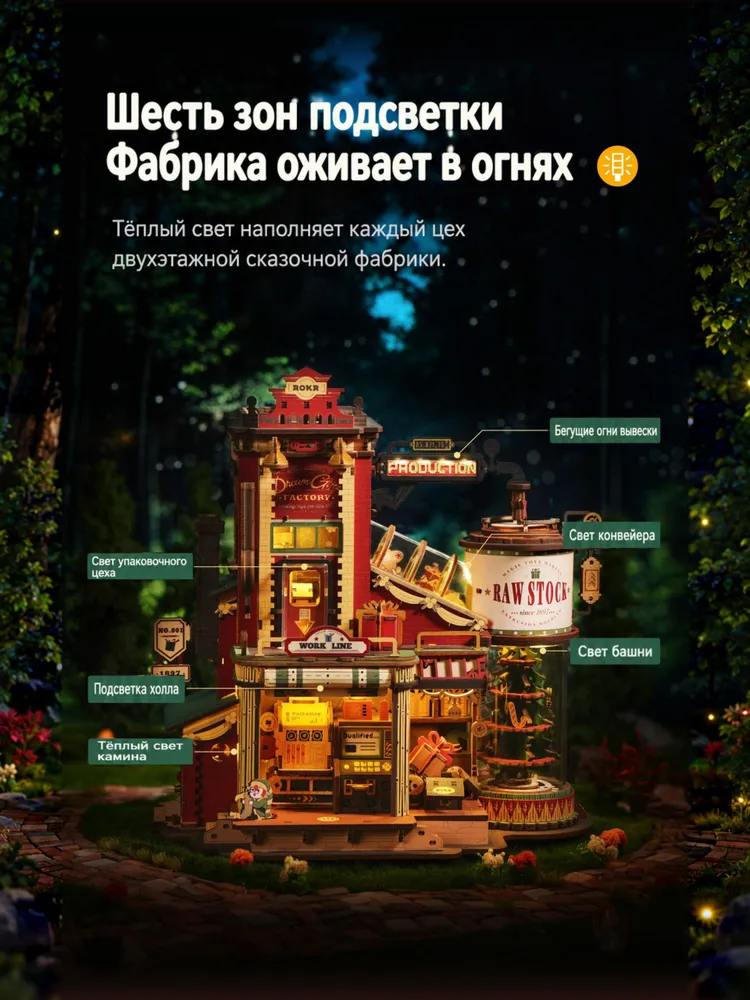 Конструктор из дерева,ROKR Конструктор, музыкальная шкатулка Фабрика подарков мечты Robotime, вариант, фото 3
