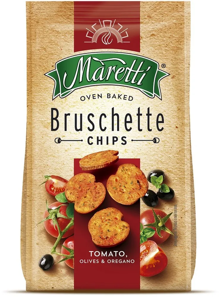 Брускетты - ломтики Maretti со вкусом Томатов, оливок и орегано, 70 г, 70 г