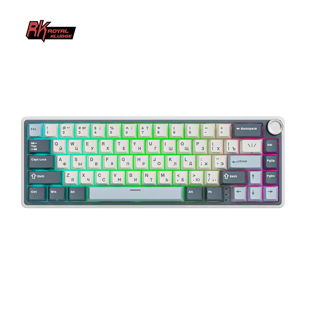 Игровая механическая клавиатура Royal Kludge R65 (65%) - проводная, цвет Moon, RGB, hot swap, кейкапы без подсветки символов, линейные свитчи (RK Cream)