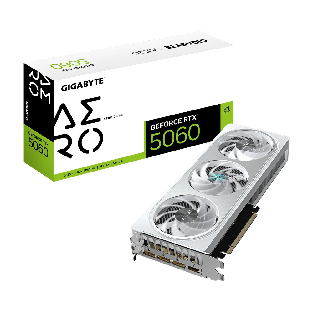 Gigabyte Видеокарта GeForce RTX 5060 AERO OC 8 ГБ (GV-N5060AERO OC-8GD)