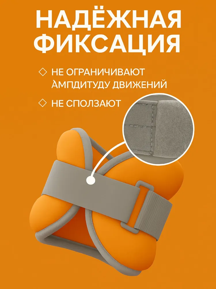 Conflate Утяжелители для ног 0,5 кг и рук, 2шт, голубые, 3 кг, 2 шт, оранжевый, фото 4