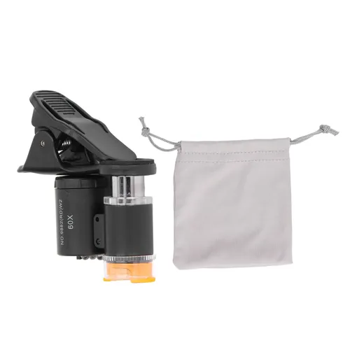 Микроскоп для телефона 60X, портативный, с УФ-светом и 2 светодиодами, увеличительное стекло для фот