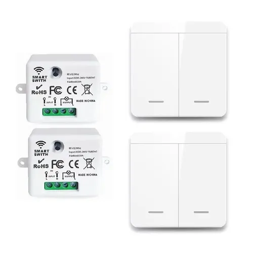 Двухклавишные беспроводные выключатели 433 МГц с двумя приемниками SY