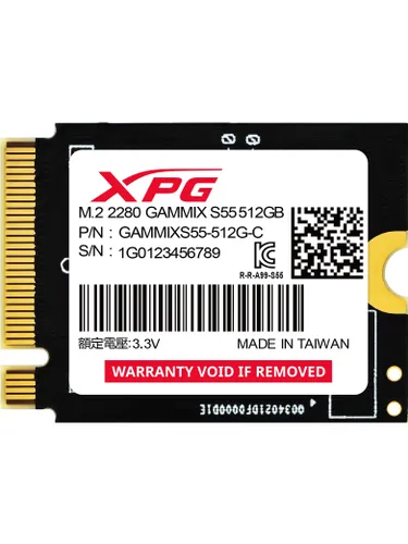ADATA SGAMMIXS55-512G-C Накопитель NVMe XPG GAMMIX S55, 512Гб, PCIe 4.0 x4, 2230, R/W 5000/3000 Мбай